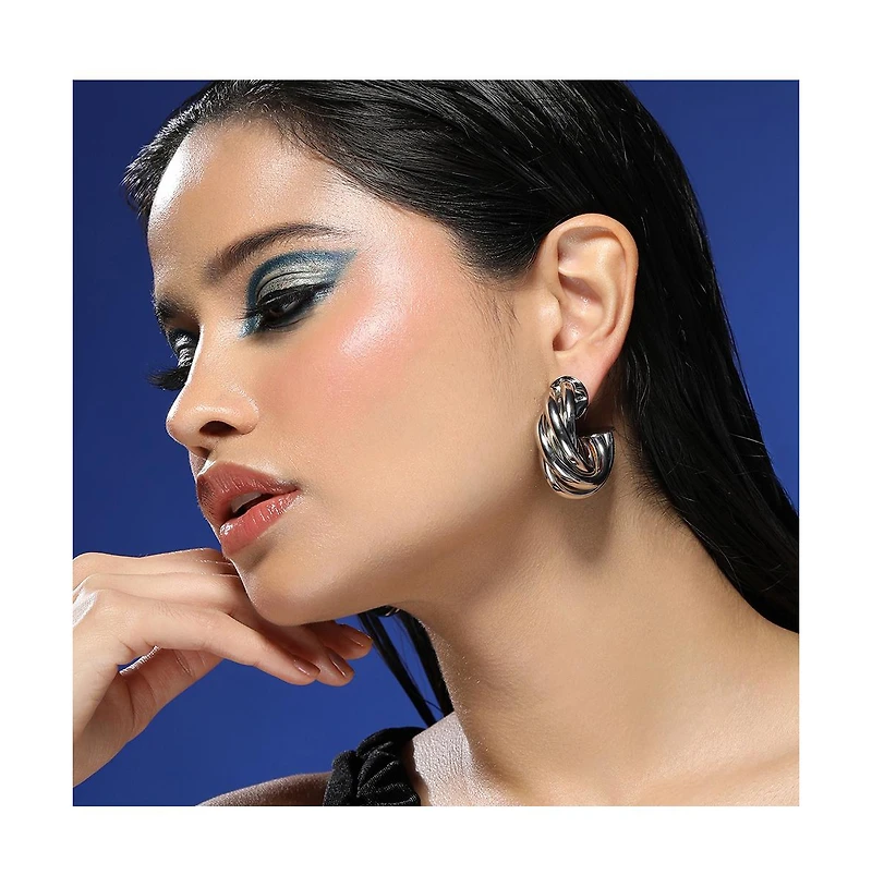 Women's The Chunky-Twist Half-Hoop Earrings - Metallic Silver