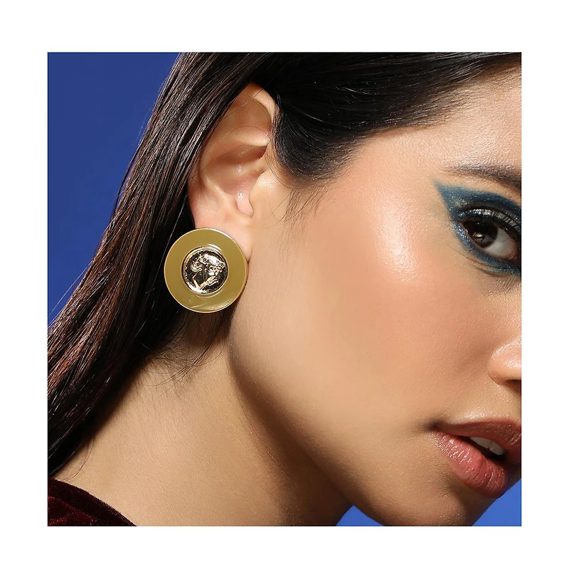 Women's The Enamel-Coin Stud Earrings - California Gold