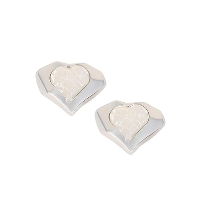 Women's The Coeur-Edge Stud Earrings - Metallic Silver