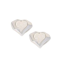 Women's The Coeur-Edge Stud Earrings - Metallic Silver