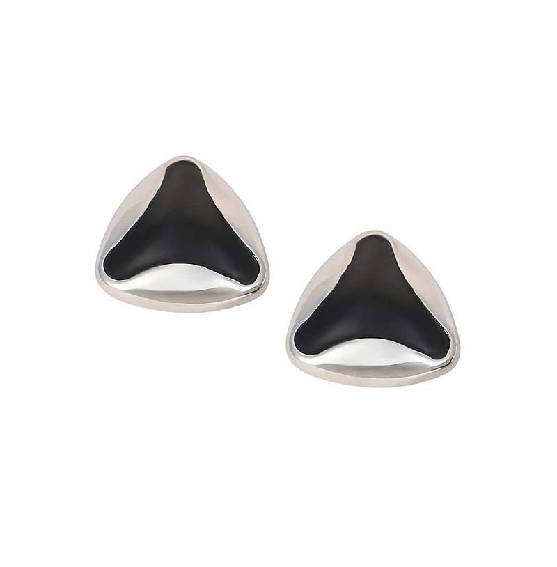 Women's The Enamel-Triad Stud Earrings - Metallic Silver
