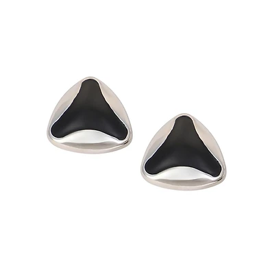Women's The Enamel-Triad Stud Earrings - Metallic Silver