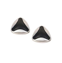 Women's The Enamel-Triad Stud Earrings - Metallic Silver