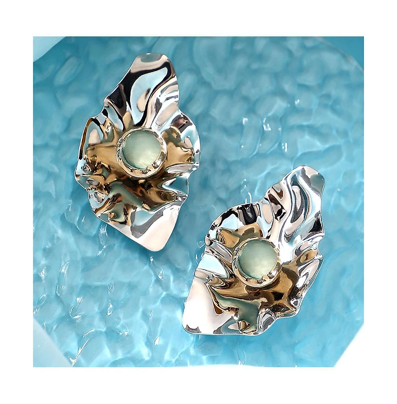 Women's The Techno-Flora Statement Earrings - Chrome Silver