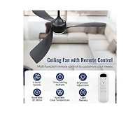 52-inch Modern Black Ceiling Fan with Led Light and Remote Control Dc Motor