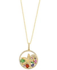 Effy Collection Diamond (3/8 ct. t.w.) & Multi Gemstones (7/8 ct. t.w.) Pendant Necklace in 14k Yellow Gold
