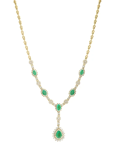 Effy Collection Diamond (1/2 ct. t.w.) & Emerald (2-5/8 ct. t.w.) Necklace in 14k Two-Toned Gold