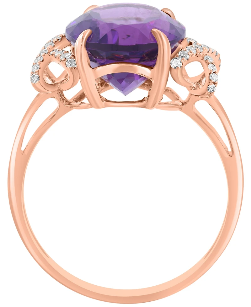Effy Collection Diamond (1/8 ct. t.w.) & Amethyst (4-5/8 ct. t.w.) Ring in 14k Rose Gold