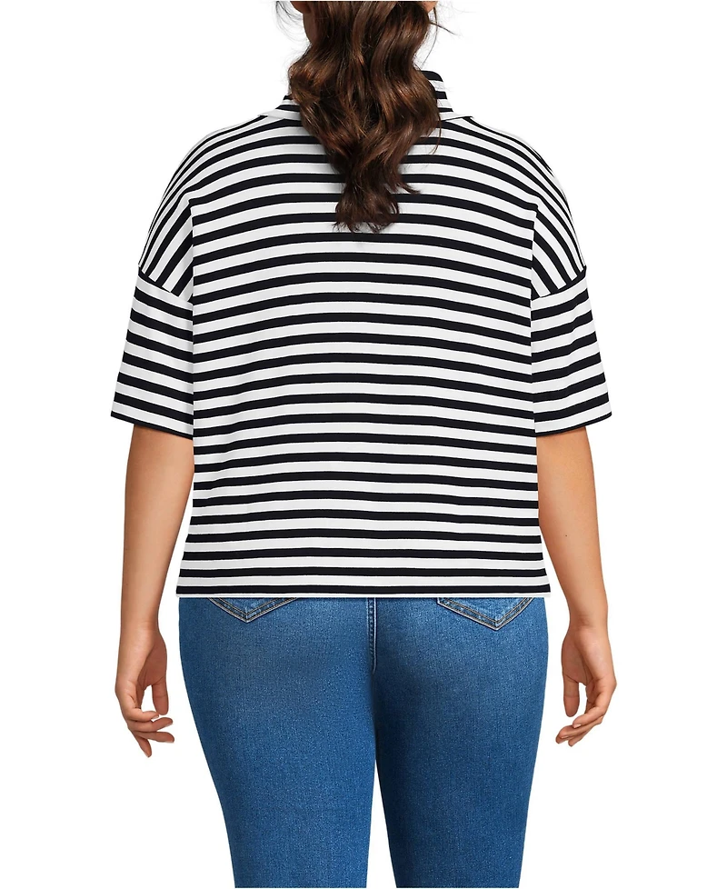 Lands' End Plus Elbow Sleeve Supima Cotton Relaxed Turtleneck