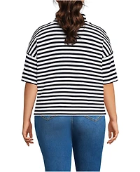 Lands' End Plus Elbow Sleeve Supima Cotton Relaxed Turtleneck