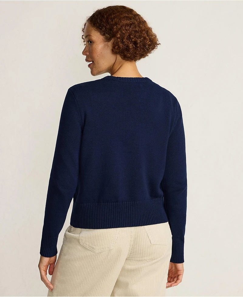 Lands' End Women's Drifter Modern Jacquard Crew Neck Sweater