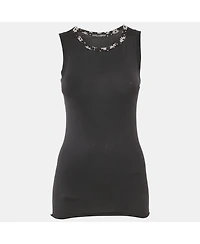 Pre-Owned Dolce & Gabbana Women's Floral Silk Trim Jersey Sleeveless Top