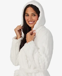 Cuddl Dud Women's Short Long-Sleeve Hooded Wrap Robe