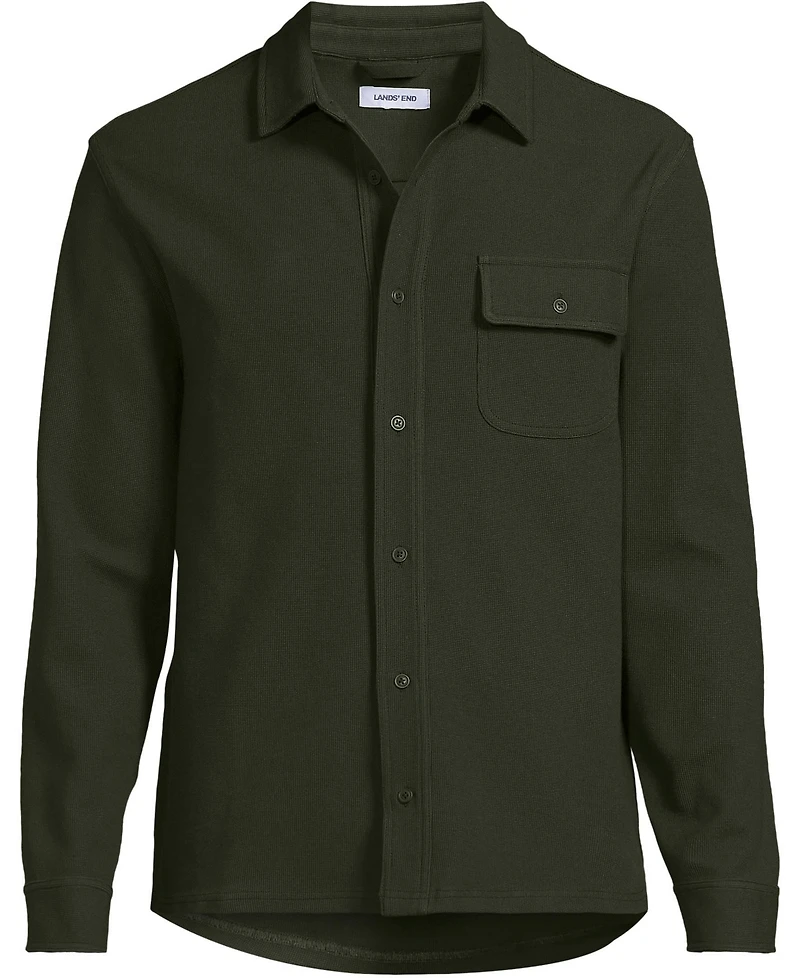 Lands' End Men's Long Sleeve Knit Workwear Waffle Shirt