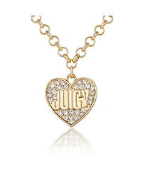 Juicy Couture Logo in Heart Pave Necklace - Gold tone