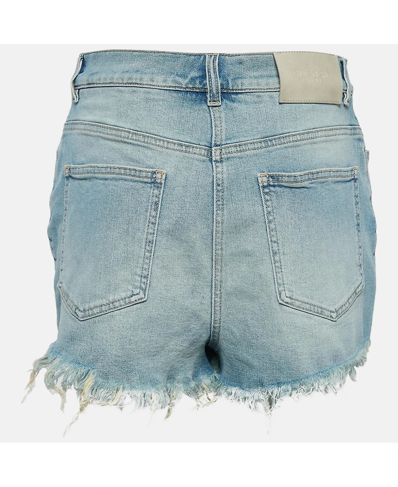 Pre-Owned Givenchy Women's Blue Washed Denim Raw Edge Detail Shorts