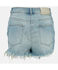 Pre-Owned Givenchy Women's Blue Washed Denim Raw Edge Detail Shorts