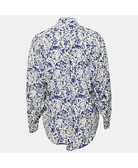 Pre-Owned Isabel Marant Women's White/blue Printed Silk Button Front Cade Top