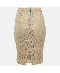 Pre-Owned Burberry Women's Beige Lace Knee-Length Skirt