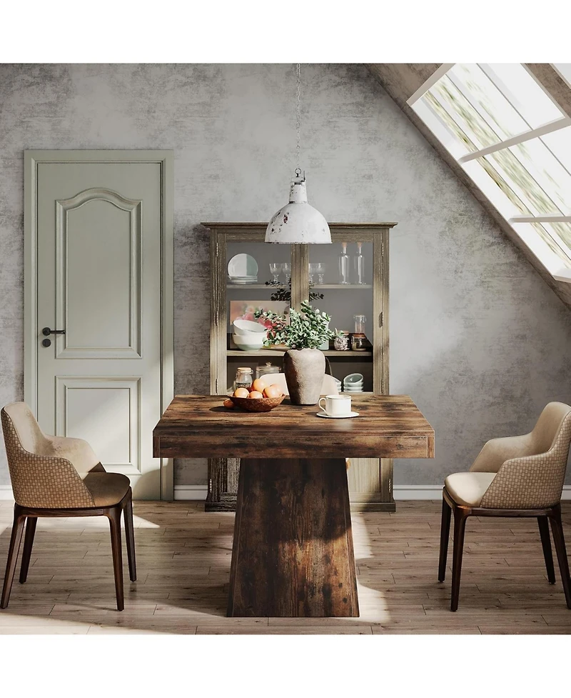 Tribesigns Square Dining Table for 4, 31.5-Inch Small Kitchen Table with Sturdy Pedestal Base, Farmhouse Dinner Table