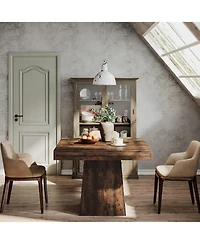 Tribesigns Square Dining Table for 4, 31.5-Inch Small Kitchen Table with Sturdy Pedestal Base, Farmhouse Dinner Table