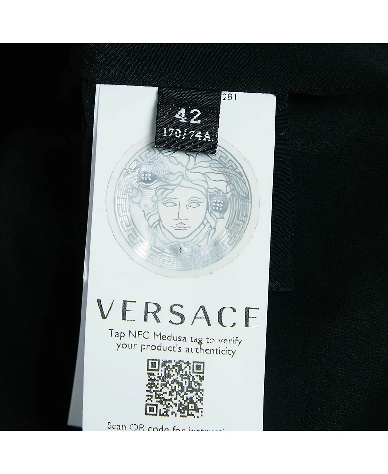 Pre-Owned Versace Women's Black Tweed Chain Insert Mini Skirt