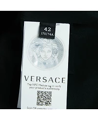 Pre-Owned Versace Women's Black Tweed Chain Insert Mini Skirt