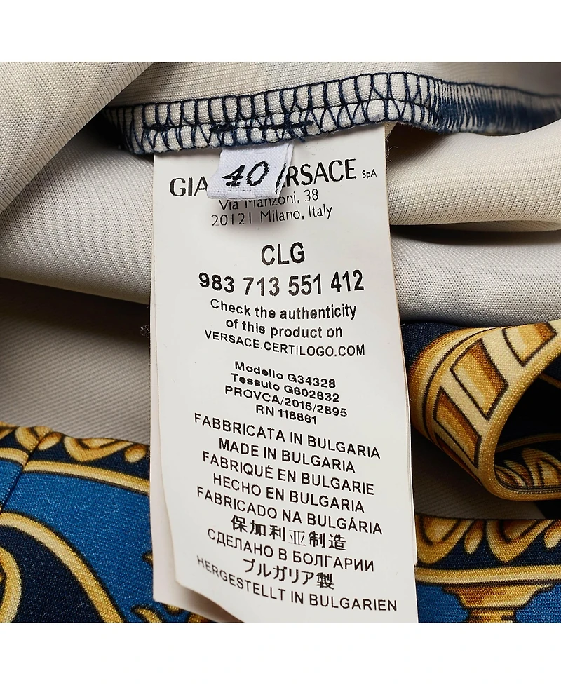 Pre-Owned Versace Women's Collection Navy Blue Printed Jersey Neoprene T-Shirt