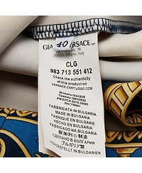 Pre-Owned Versace Women's Collection Navy Blue Printed Jersey Neoprene T-Shirt