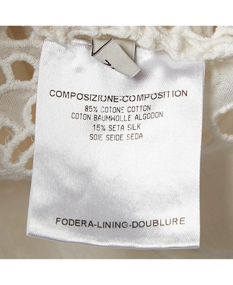 Pre-Owned Stella Mccartney Women's White Embroidered Cambric Cotton Blend Button Front Blouse