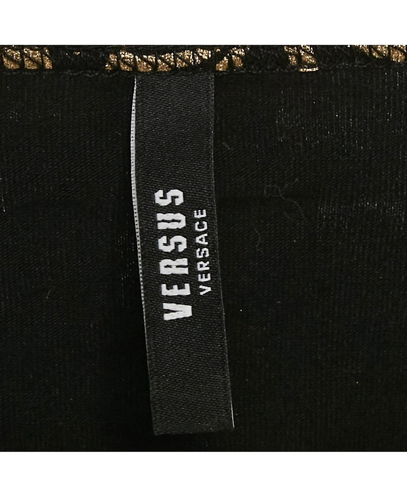 Pre-Owned Versace Women's Pre-Owned Versus Versace Black Metallic Print Cotton Crew Neck T-Shirt