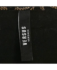 Pre-Owned Versace Women's Pre-Owned Versus Versace Black Metallic Print Cotton Crew Neck T-Shirt