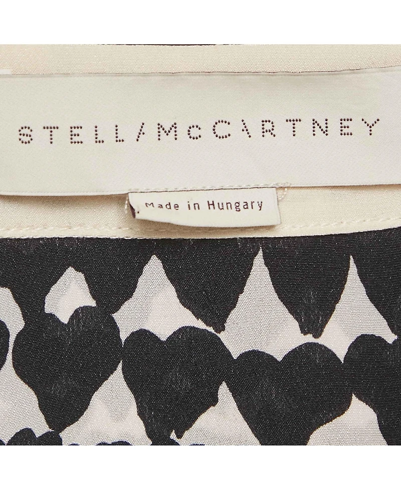 Pre-Owned Stella Mccartney Women's Monochrome Heart Print Silk Full Sleeves Blouse