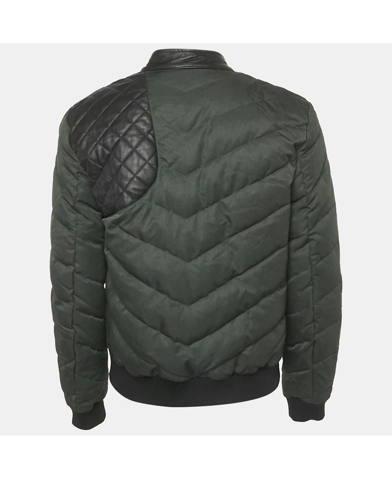 Pre-Owned Versace Men's Pre-Owned Versus Versace Green Synthetic Zip-Up Quilted Down Jacket