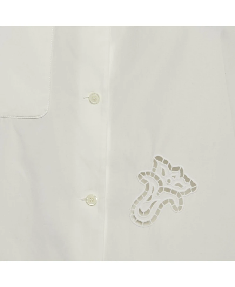 Pre-Owned Versace Women's White Cotton Poplin Short Sleeve Sangallo Shirt