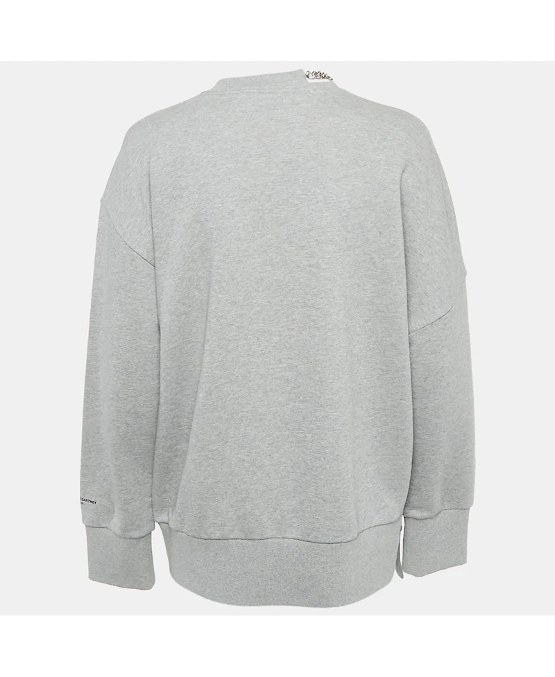 Pre-Owned Stella Mccartney Women's Black Studded Logo Cotton Knit Oversized Sweatshirt