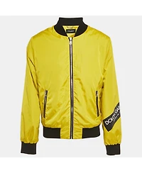 Pre-Owned Dolce & Gabbana Men's Yellow Nylon Zip-Up Bomber Jacket