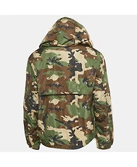 Pre-Owned Off-White Men's Brown Camouflage Logo Print Nylon Hooded Windbreaker Jacket