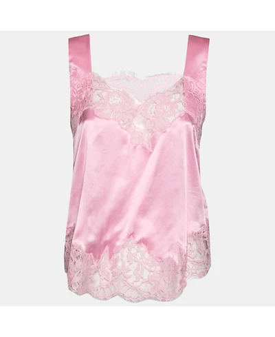 Pre-Owned Givenchy Women's Pink Satin Slip Cami Lace Trimmed Top