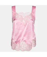 Pre-Owned Givenchy Women's Pink Satin Slip Cami Lace Trimmed Top