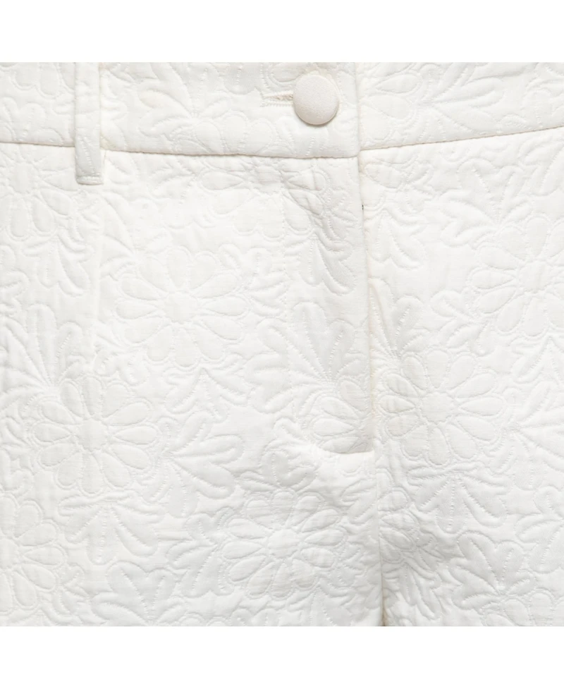 Pre-Owned Dolce & Gabbana Women's White Floral Jacquard Tapered Trousers