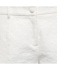 Pre-Owned Dolce & Gabbana Women's White Floral Jacquard Tapered Trousers