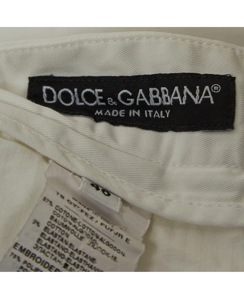 Pre-Owned Dolce & Gabbana Women's White Cotton Straight Fit Trousers