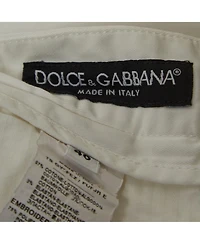 Pre-Owned Dolce & Gabbana Women's White Cotton Straight Fit Trousers