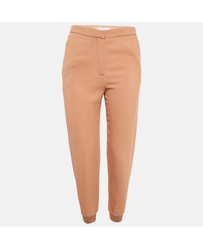 Pre-Owned Chloe Women's Light Brown Crepe Zip Detail Trackpants