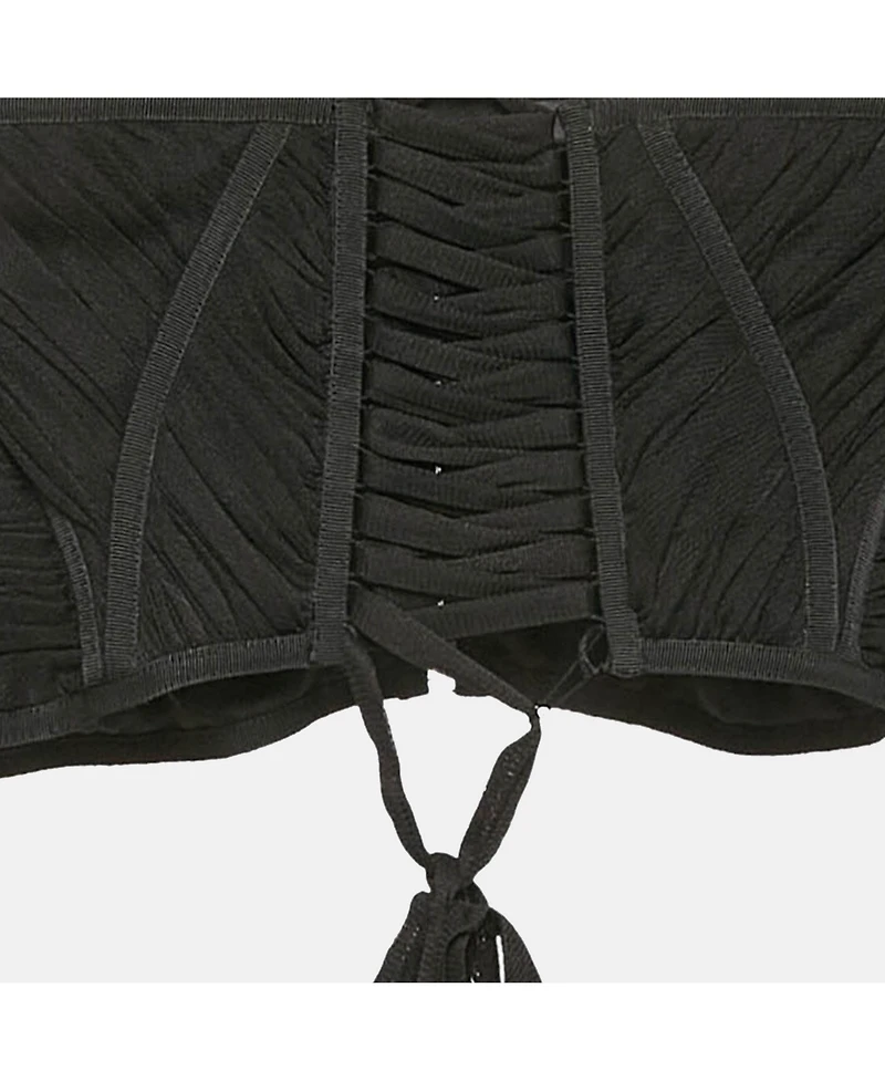 Pre-Owned Dolce & Gabbana Women's Black Tulle Lace-Up Corset Top