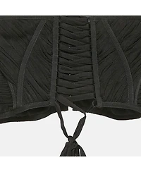 Pre-Owned Dolce & Gabbana Women's Black Tulle Lace-Up Corset Top