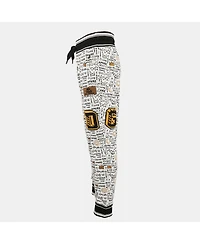 Pre-Owned Dolce & Gabbana Women's White Graffiti Print Jersey Cotton Knit Joggers