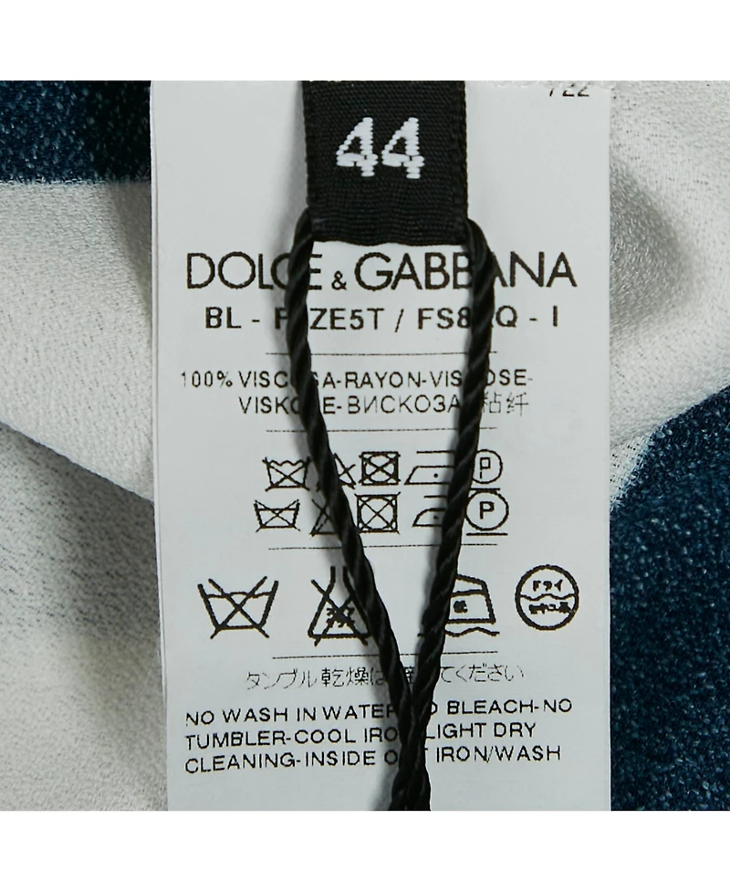 Pre-Owned Dolce & Gabbana Women's Blue/white Striped Crepe Oversized Top