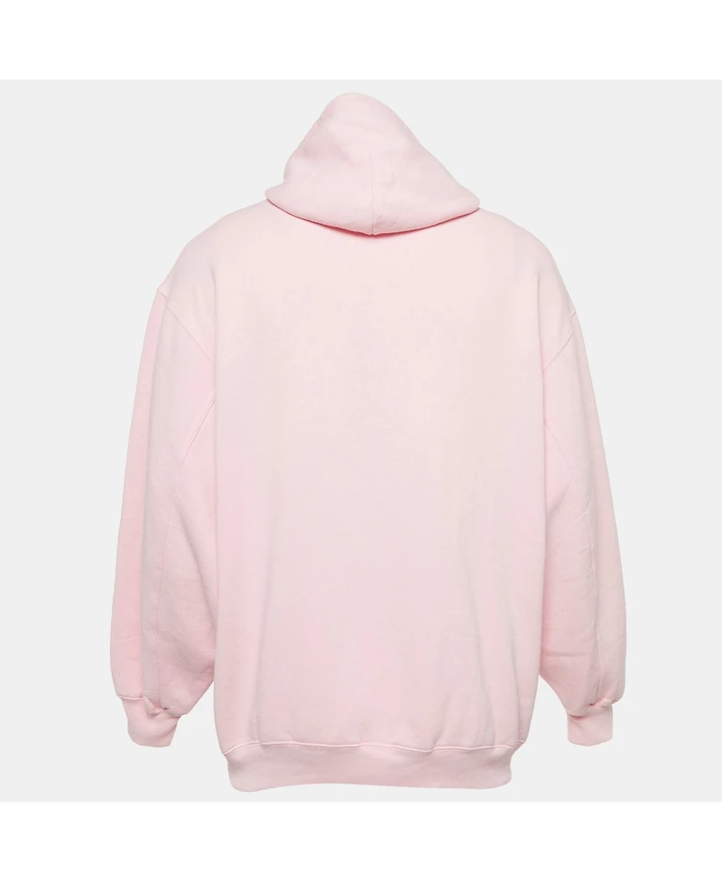 Pre-Owned Balenciaga Men's Pink 7 Languages Logo Cotton Hoodie